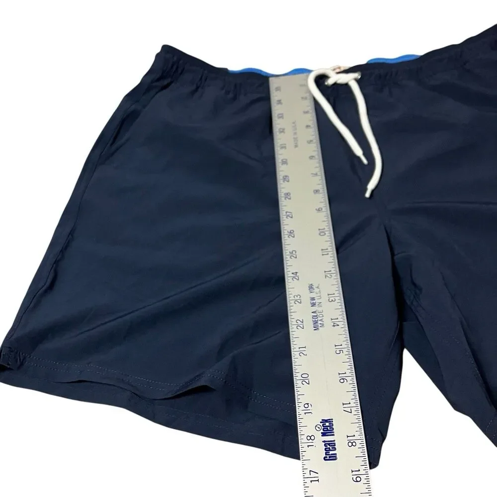 J.Crew Swim Trunks Mens XL Blue 8” Inseam Drawstring Beach Vacation Pool